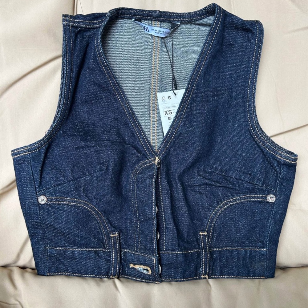 🚨SOLD🚨Zara Dark Blue Denim Vest
